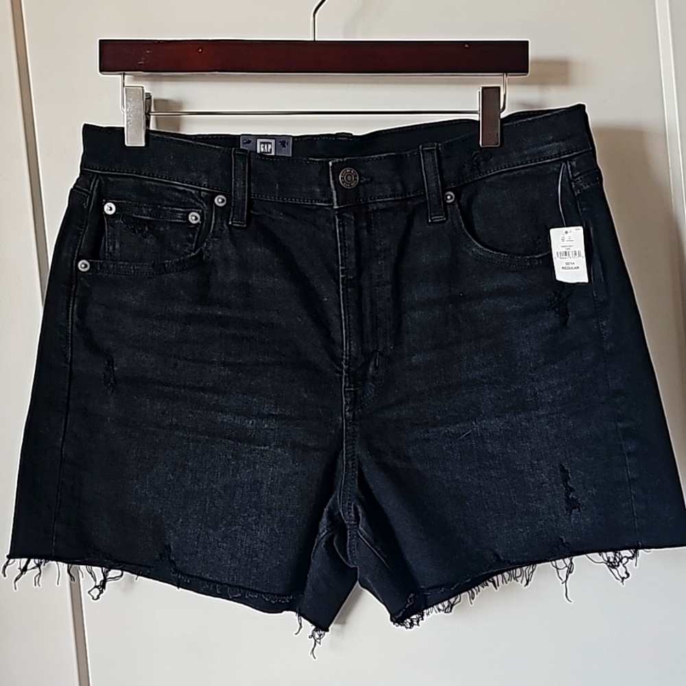 NWT, GAP black denim shorts Size 14